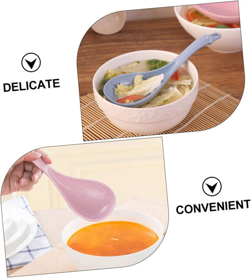 4pcs Wheat Straw Soup Spoon Japanese Ramen Chinese Spoons Japanese Spoon Rice Spoon Kitchen Cooking Cutlery Unbreakable Spoon Soup Spoons Porridge...