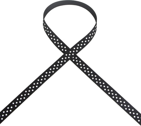 Ribbli Grosgrain Polka Dot Craft Ribbon,3/8 Inch,10-Yard Spool,Black with White Dots,Use for Gift Wrapping,Party Decoration,All Crafting and Sewin...