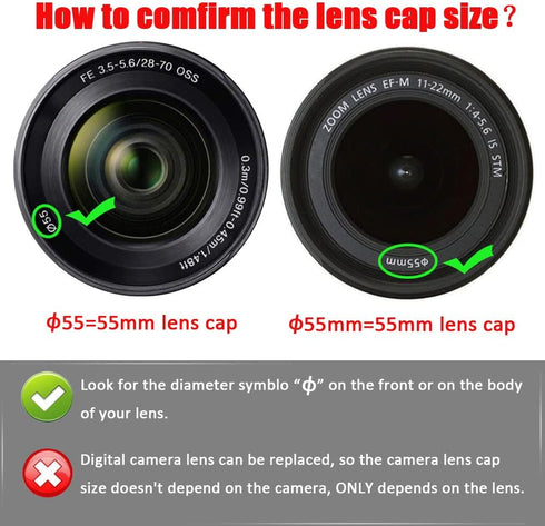 55mm Snap-On Lens Cap for Sony E f/3.5-5.6 18-135 OSS Lens for Sony Alpha a6600 a6400, Fire-Rock Lens Cover for Sony FE 28-70mm f/3.5-5.6 OSS Lens...