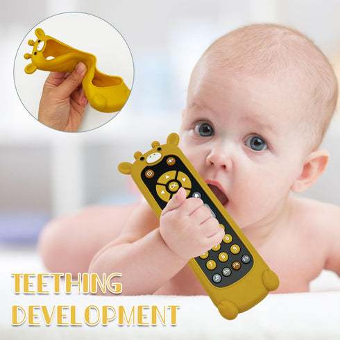 Soft Silicone Musical Teething Toys for Toddlers, Babies, Boys, Girls, 6-12 Months Baby Remote Control Shape Molar Teether Chew Toys Set Gift (Gir...