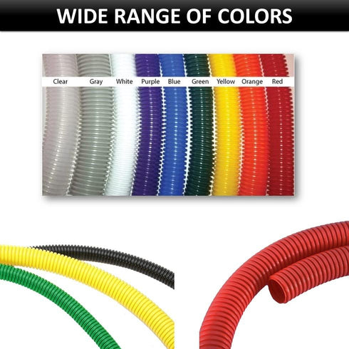 Kable Kontrol Split Wire Loom Tubing 1/4” Inch 10 Ft Long – Black Wire Conduit Cover for Cords - Corrugated Tubing and Protector for Automotive Wi...