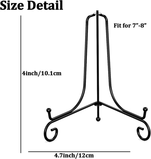 2pcs Pack Plate Stands for Display, 4 Inch Plate Holder Display Stand, Metal Frame Holder Stands for Book, Pictures, Photo Easel, Tabletop Art...