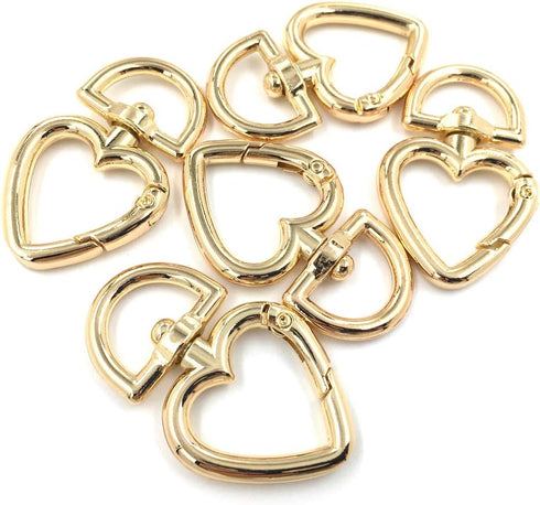 12 Pcs 3/4 Inch Outside Width Zinc Alloy Heart Shape Swivel Buckles Trigger Spring Keyring Buckle, Clasps Hooks Keychain Ring Buckles Shinning Swi...