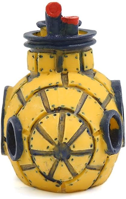 uxcell Aquarium Fish Tank Decoration Bubble Maker Yellow Spaceship Ornament 13x6x8cm...