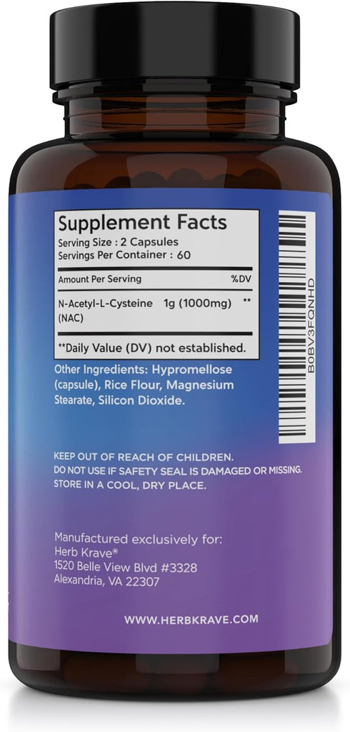 NAC Supplement N-Acetyl Cysteine 1000 mg, Amino Acid, Natural Antioxidant, Support for Liver, Lung, Immune System, Fertility | 120 N-Acetyl-L-Cyst...