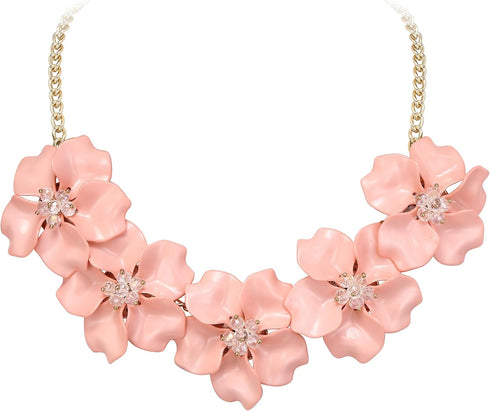 Flyonce Flower Choker Necklace for Women, Light Weight Acrylic Floral Statement Flower Necklace Summer Holiday Boho Jewelry...