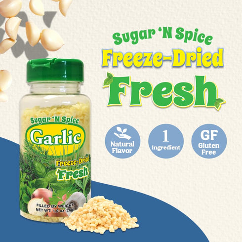 Sugar 'N Spice Premium Freeze-Dried Herbs & Spices, Strong Aroma and Fresh Flavor (Garlic, 1 Ounce (Pack of 1))...