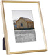 Golden State Art, 8x10 Gold Picture Frame Display Photo 5x7 with Mat or 8 x 10 Without Mat for Wall Mounting, Classic Satin Aluminum Frames with R...