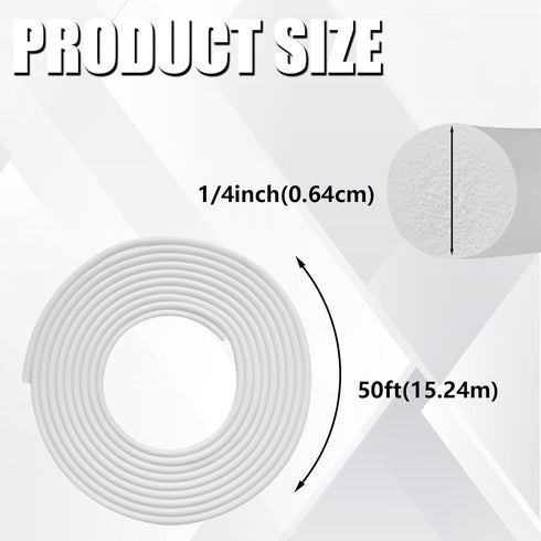 Backer Rod 1/4 Inch, EPDM Rubber Foam Caulk Saver 50' White Weather Strip Seal for Concrete Joints, Wall Cracks, Driveway and Joint Fillers....