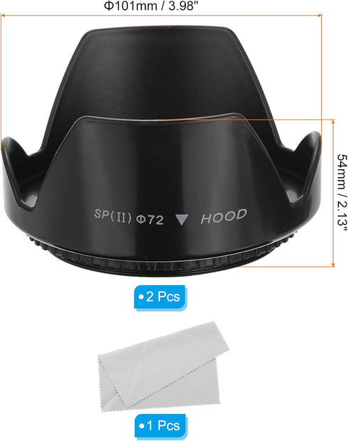 PATIKIL 72mm Camera Lens Hood, 2Pcs Flower Lens Hood Protector with Cloth for Anti-Reflection Blocks Excess Sunlight Enhance Camera Photography fo...
