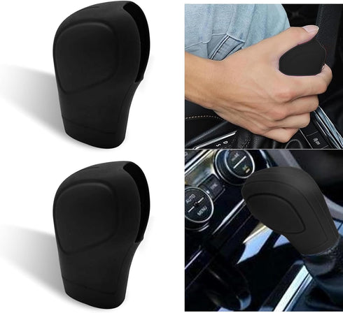 2 PCS Car Silky Smooth Gear Shift Head Cover, Elastic Anti-Stretch Silicone Open Gear Knob Decorative Protective Cover, Modification Replacement A...
