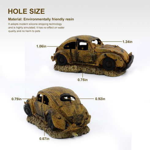 Boxtech Decorations for Aquarium, Aquarium Resin Ornament Decorations, Imitation Car Wreck for Air Bubble Stone Oxygen Pump Fish Tank...