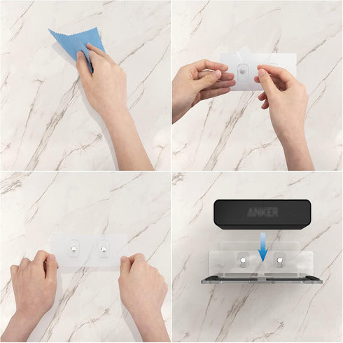 Geekria Wall Mount Shower Speaker Stand Compatible with Anker Soundcore 2, JBL Clip 3, INSMY C12 IPX7 Waterproof Bluetooth Speaker, Bathroom Wallm...