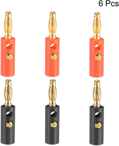 uxcell 4mm Banana Plugs Speaker Wire Cable Screw Plugs Connectors 2 Colors 6pcs 10A Jack Connector...