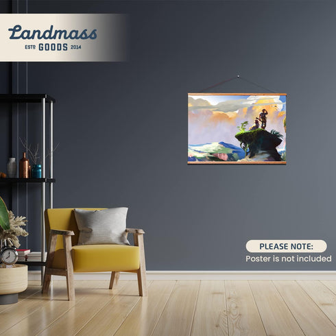 Landmass 24” Wide Magnetic Poster Hanger Frame - Wall Hanging Wooden Frame For Posters, Prints, Photos, Pictures, and Artwork - Wood Frame For Scr...
