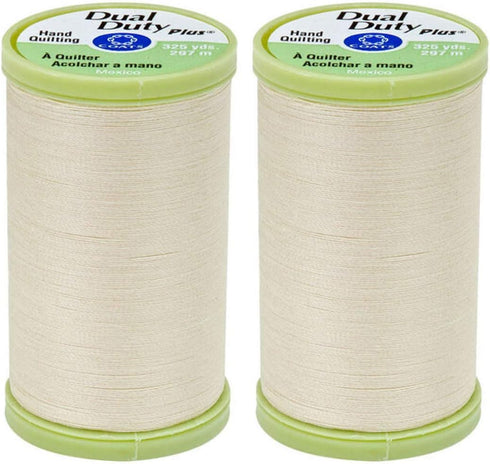 2-Pack Bundle Coats & Clark Dual Duty Plus Hand Quilting Thread 325yds Cream s960-8020...