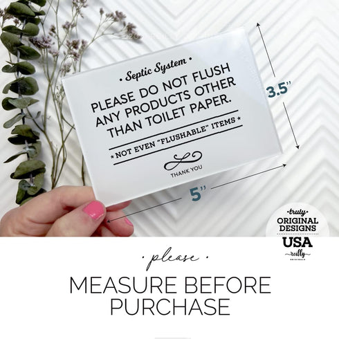 Reilly Originals 3.5x5 Inch Septic System Bathroom Sign, Do Not Flush Rules ~ Ready to Stick ~ Premium Finish, Durable (1)...