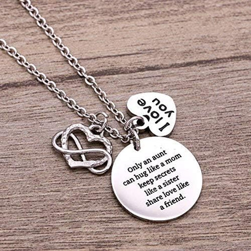 Melix Home Aunt Necklace Auntie Gift I Love You Charm Gifts for Aunts From Niece Nephew...