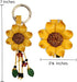 Leather Flower Keychain Purse Tassels Charms Women Handbags Designer Bag Accessories Keyring Decor Yellow Flower 7" Long...