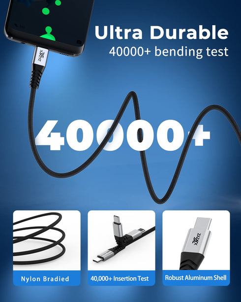 XYYZYZ USB C to USB C Cable 100W PD3.0 QC 5A USB C Charging Cable Nylon Braided Type C to Type C Cable Compatible with Galaxy S22/S21/A13, MacBook...