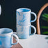 Yundu 12oz Blue Marble Ceramics Coffee Mug Set of 4, Drinking Cups Set, Stackable Latte Mugs with Handle, Microwave and Dishware Safe Cup for kitc...