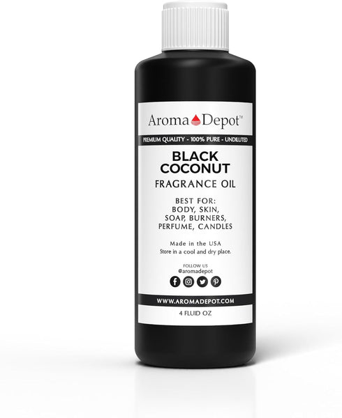 Black Coconut Fragrance Oil 4 oz. Perfume Skin Oil, Scented Oil, is Great for Candles, Bath Bombs, Body Butters, Creams & Lotions. Few Drops in Th...