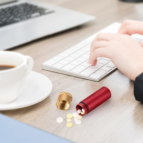 Pill Holder Container Waterproof Portable Small EDC Pill Bottle Capsule Tube for Outdoor, Camping, Travel (Red)...