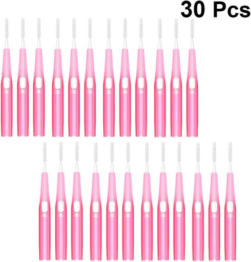 EXCEART 30PCS Interdental Brush Toothpick Tooth Flossing Head Oral Dental Hygiene Brush Tooth Cleaning Tool (Pink 0.6mm)...