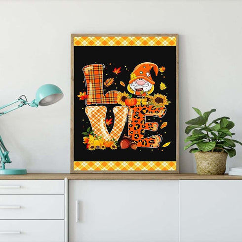 Xiyuekissu Diamond Art Kits,Gnome Fall in Love Pumpkin Harvest Autumn Thanksgiving Paint by Numbers for Adults Diamond Art, Perfect for Home Decor...