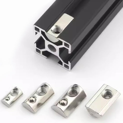 M6 Roll in T-Nut with Ball Spring, Carbon Steel Roll in T-Nuts, T Slot Accessories for 2020 Series Aluminum Extrusion Profile Rail, Pack of 20...