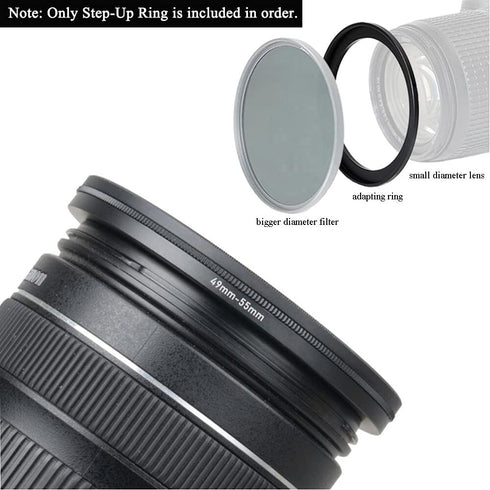 49mm-55mm Step Up Ring(49mm Lens to 55mm Filter, Hood,Lens Converter and Other Accessories) (2 Packs), Fire Rock 49-55 Aerometal Camera Lens Filte...