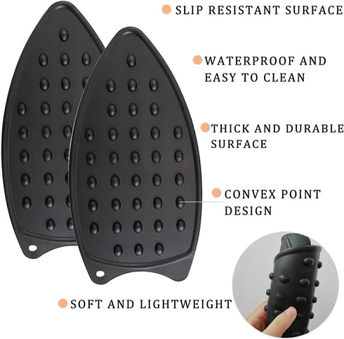2 Pcs Silicone Iron Rest Pad, Silicone Iron Rest Pads, Silicone Iron Rest Pads Multipurpose Iron Hot Resistant Mat for Flat Irons, Ironing Board-B...