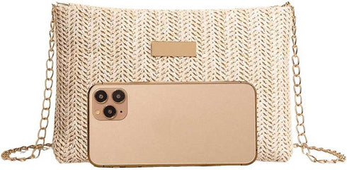 Verdusa Women's Summer Woven Handbags Square Crossbody Bag with Chain Strap...