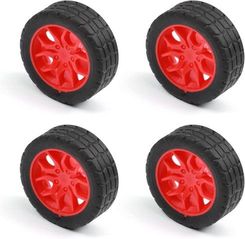 MroMax 30mm Rubber RC Car Wheel Tires DIY Model Robots 4pcs Red and Black...