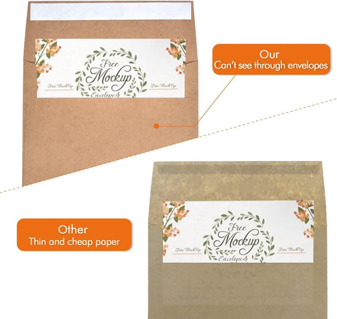 A1 Small Envelope - Mini Brown Kraft Paper Envelopes| Self Sealing |Perfect sized envelopes for personalize gift cards, wedding envelopes or Birth...