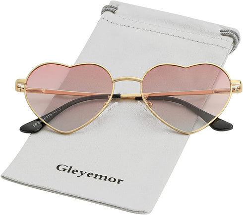 Polarized Heart Shaped Sunglasses for Women Metal Frame Cute Lovely Glasses 100% UV Protection...