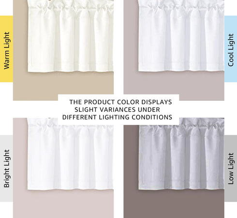 H.VERSAILTEX 2 Panels White Valance for Windows, Natural Blackout Curtains Valances for Small Windows/Living Room/Bedroom/Bathroom Rod Pocket 52" ...