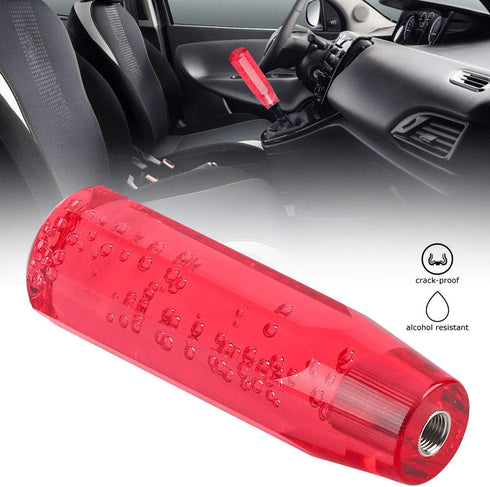 Akozon Crystal Shift Knob Manual, Car Manual Shift Knob, Gear Shift Knob 15cm Red Car Universal Acrylic Shift Stick Knob Crystal Transparent Bubbl...