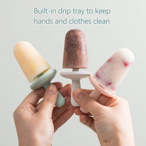 Popsicle Mold Set 4 Pieces Homemade Silicone Popsicle Maker Easy Release Ice Cream Molds Reusable DIY Pop Molds (Green, IcyClassic Pops)...
