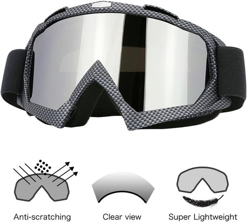 JAMIEWIN Professtional Adult Motorcycle Motocross Dirt Bike ATV Goggles OTG Goggle for Men Women Youth Kids (C86 Black Fiber)...
