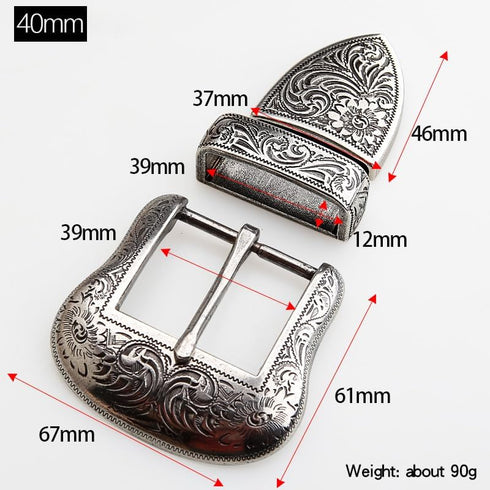 Men Western Cowboy Antique Belt Buckle Set Tang dynasty flower design...
