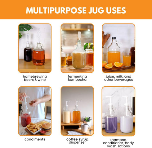 FastRack 1 gal Jug W/Twin bubble Airlock, Polyseal Lid, #6.5 Drilled Stopper...