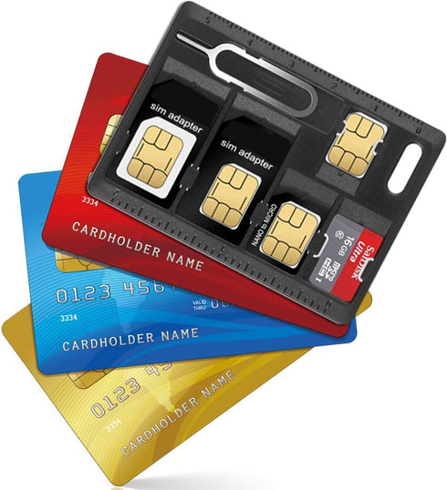 1 Pack SIM Card Holders with Tray Opener Pins, Card Storage Tool Set for Standard Micro Nano Micro-SD Memory Cards, with 3 Card Adapters and 1 Eje...