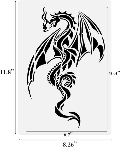 Medieval Dragon Stencils, 2 Pcs Dragon Plastic Stencils Templates for Painting on Wood Canvas Wall 8.3"x11.7"...