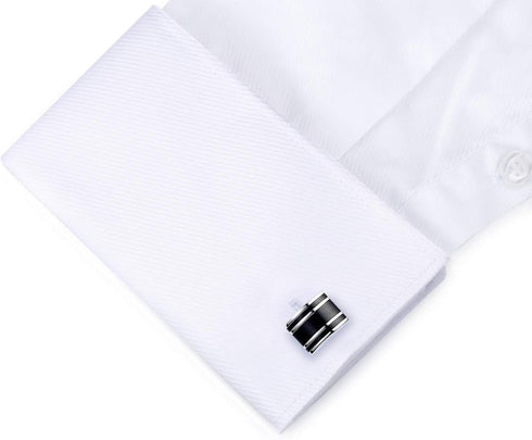HONEY BEAR Rectangle Cufflinks for Mens Steel for Business Wedding Gift Black...