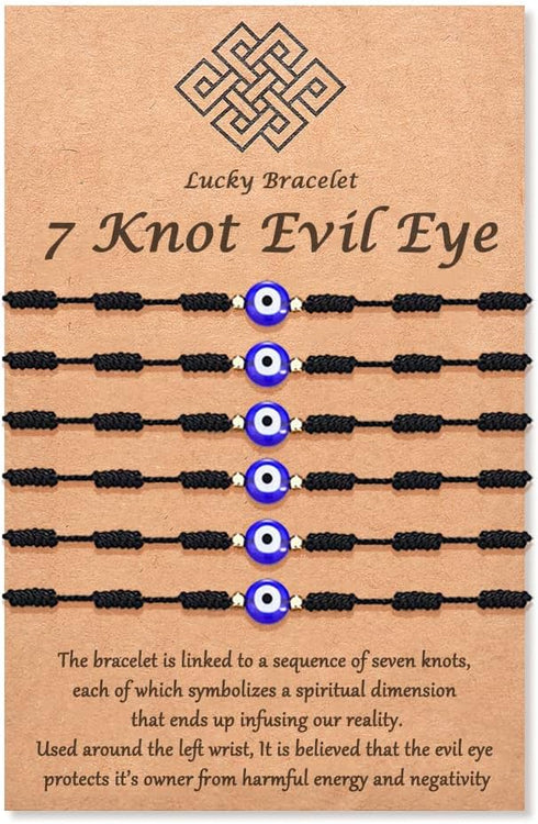Tarsus (Ver.3) Evil Eye 7 Knot Lucky Bracelets Adjustable Red String Amulet for Women Men Girls & Boys 6 Pcs Bracelets...