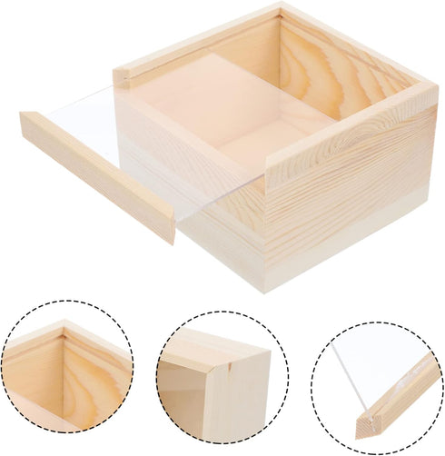 Box Storage Wooden Box Piggy Bank for Adults Art and Crafts for Adults Wooden Tea Organizer Jewelry Storage Case Clear Display Case Sundries Stora...