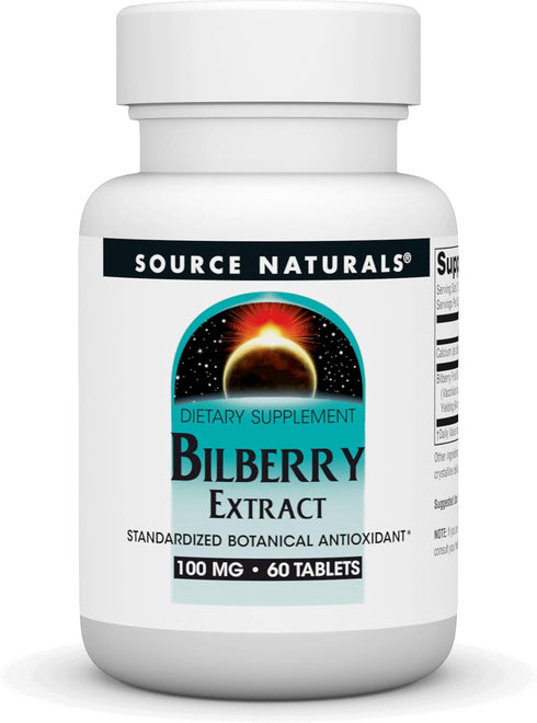 Source Naturals Bilberry Extract 100 mg Standardized Botanical Antioxidant* - 100 mg, 60 Tablets...