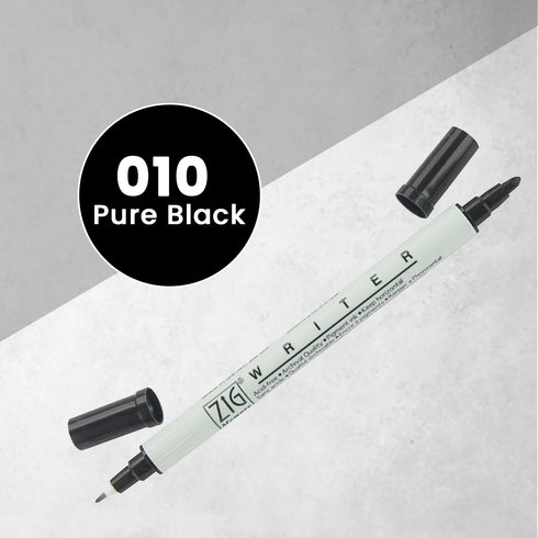 ZIG Memory System Writer Marker 010 Pure Black | Dual-Tip (0.5mm & 1.2mm) for Scrapbooking, Journaling, and Cardmaking | Acid-Free and Fade-Proof ...