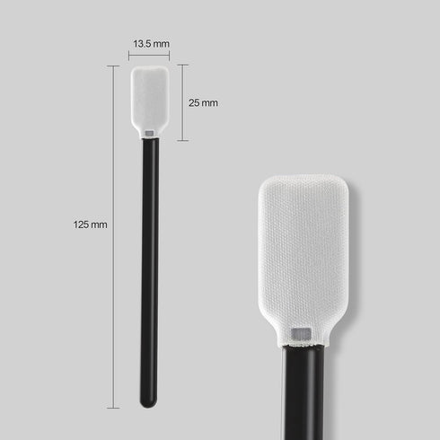 4.92" Wide Square Foam Swabs (200 pcs, Large Flat Square Foam Head 13.5 mm/0.53", Knitted Polyester, Black) Cleanroom Lint Free Wide Foam Cleaning...